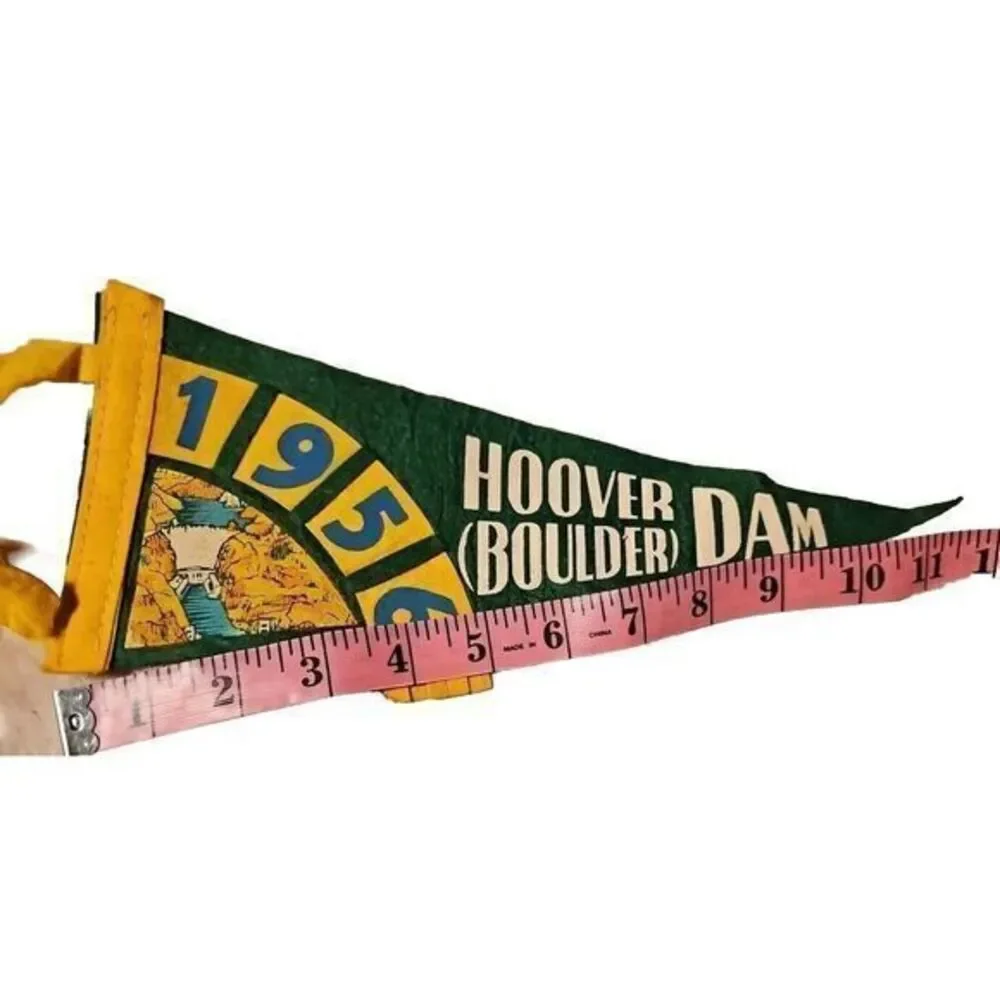 Vintage 1956 Felt Pennant Boulder Hoover‎ Dam Nevada Rare Antique Find 🔥